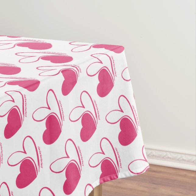 Valentine's Day Distorted Tilted Hearts Tablecloth (In Situ)