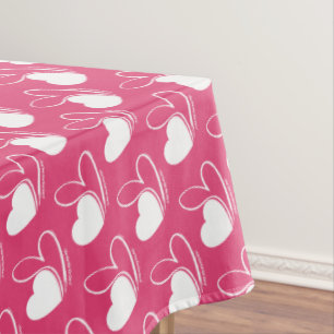 Valentine's Day Distorted Tilted Hearts Tablecloth