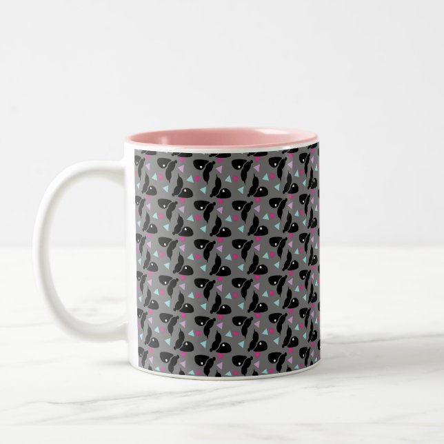 Valentines Day Ditsy Bee Geometric Confetti Two-Tone Coffee Mug (Left)