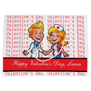 Valentine's Day doctor in love with nurse Large Gift Bag