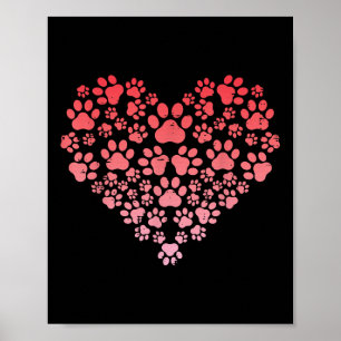 Valentines Day Dog Cat Paws Heart Fur Mum Dad Men Poster