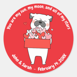 Valentine's Day Dog Heart Classic Round Sticker