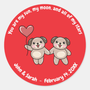 Valentine's Day Dog Heart Classic Round Sticker