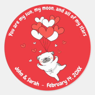 Valentine's Day Dog Heart Classic Round Sticker