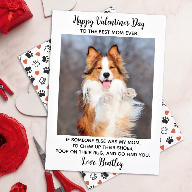 Valentines Day DOG MOM Custom Funny Pet Photo Holiday Card (Creator Uploaded)