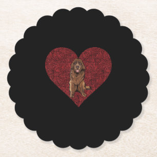 Valentines day dog Newfie Lover Present Paper Coaster