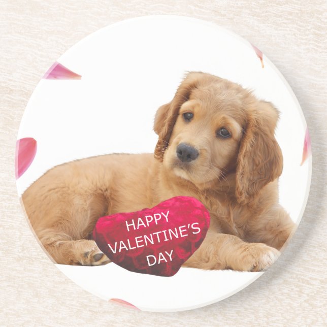 Valentine's Day Dog Photo Coaster (Front)