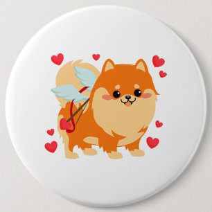 Valentines Day Dog Pomeranian Puppy Kids Boys Girl 6 Cm Round Badge