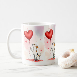 Valentine's Day Dog Red Hearts Mugs