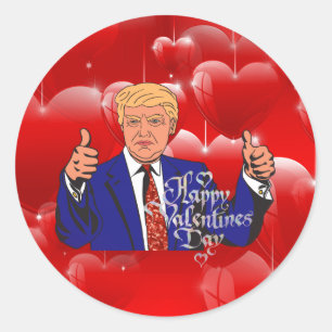valentines day donald trump classic round sticker