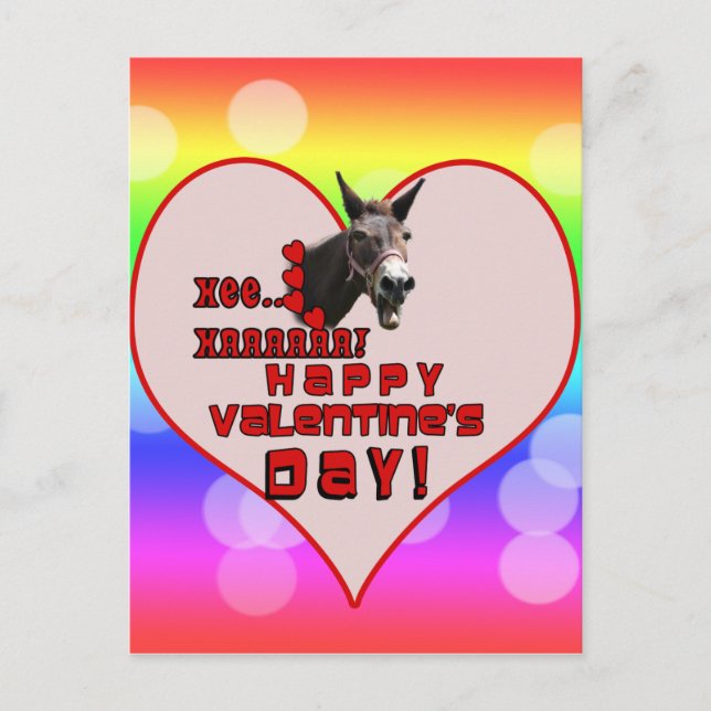 VALENTINE'S DAY DONKEY HEE HAW! HOLIDAY POSTCARD (Front)