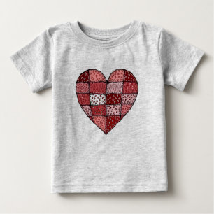 Valentine's Day Doodle Art Style Patchwork Heart  Baby T-Shirt