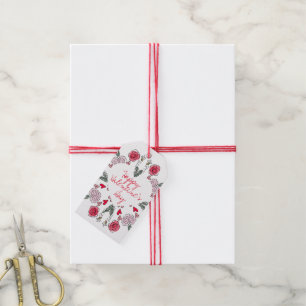 Valentine's Day Doodles Bee Thank You Pink Red Gift Tags