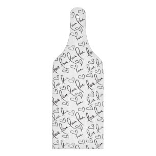 Valentines Day Doodles Black Handwriting Cutting Board