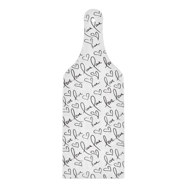 Valentines Day Doodles Black Handwriting  Cutting Board (Front)