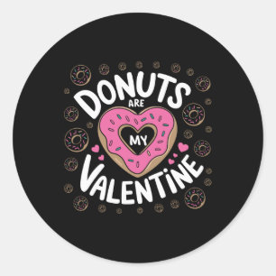 Valentine's Day Doughnut Tee Heart Sweet Doughnut Classic Round Sticker