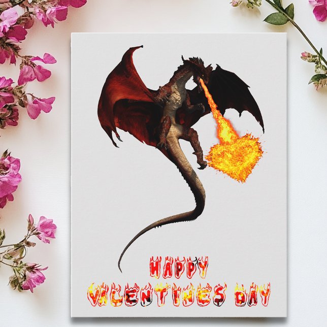 Valentine's Day Dragon Flame Heart Postcard (Creator Uploaded)
