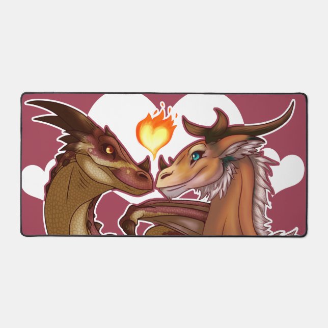 Valentine's Day Dragons Desk Mat (Front)