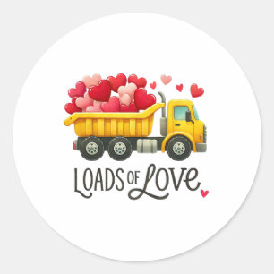 Valentine's Day Dump Truck Loads Of Love Toddlers  Classic Round Sticker