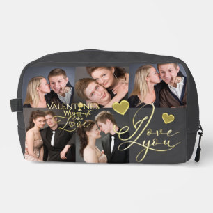 Valentine's Day Elegant Gold Photo Collage Dopp Kit