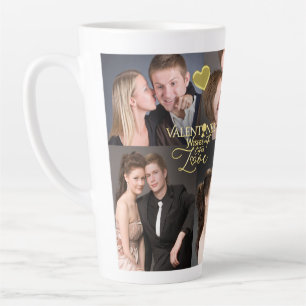 Valentine's Day Elegant Gold Photo Collage Latte Mug
