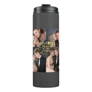 Valentine's Day Elegant Gold Photo Collage Thermal Tumbler
