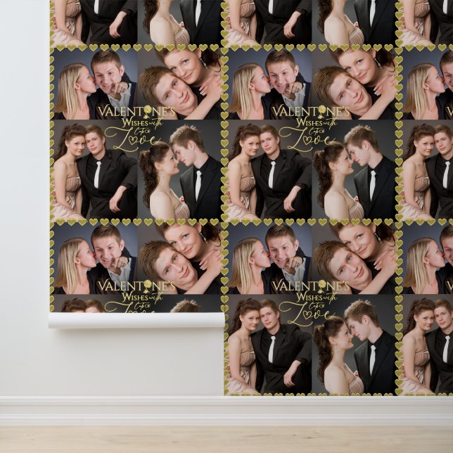 Valentine's Day Elegant Gold Photo Collage  Wallpaper (Application)