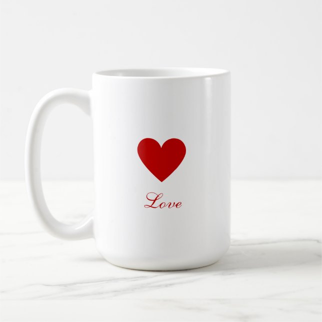 Valentine's Day Elegant Red Heart Love Coffee Mug (Left)