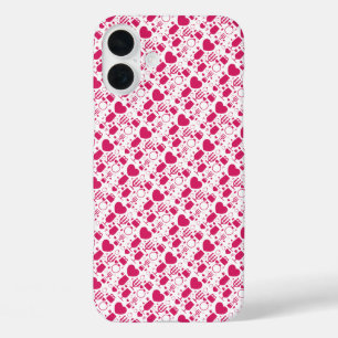 Valentines day elements patterns iPhone 16 plus case