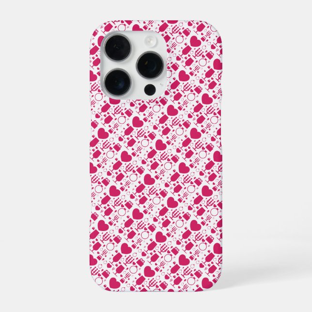 Valentines day elements patterns iPhone case (Back)
