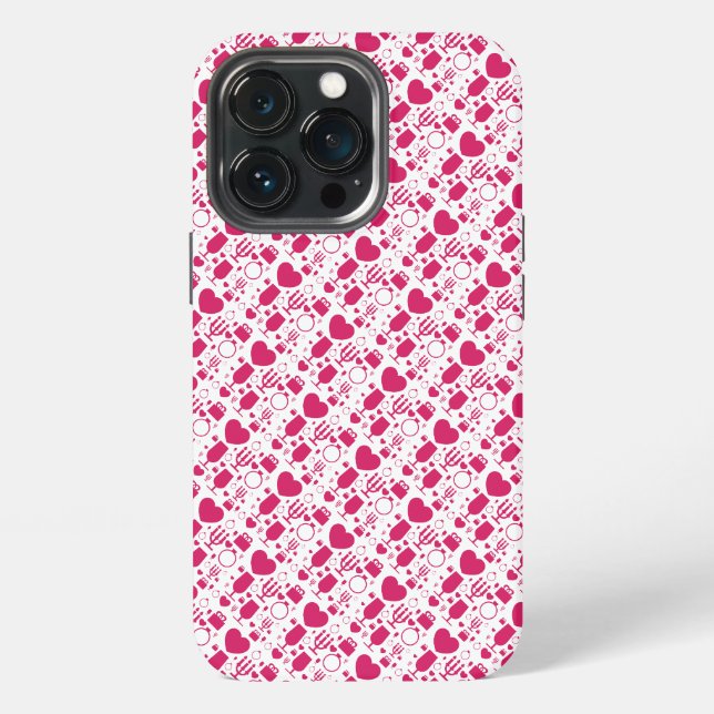 Valentines day elements patterns iPhone case (Back)