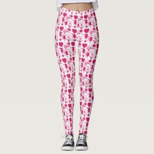 Valentines day elements patterns leggings
