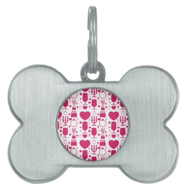 Valentines day elements patterns pet ID tag (Front)