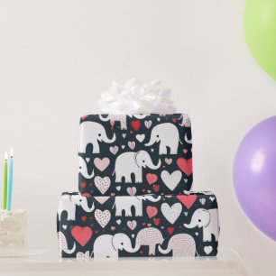 Valentine's day elephants & hearts Wrapping Paper