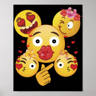 Valentine's Day Emoji Face Love Heart  for Kids Poster