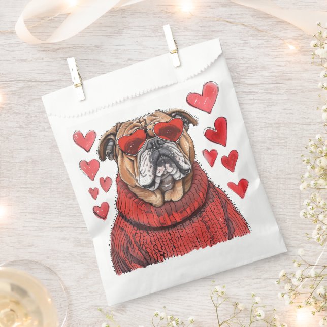 Valentines Day English Bulldog Favour Bag (Clipped)