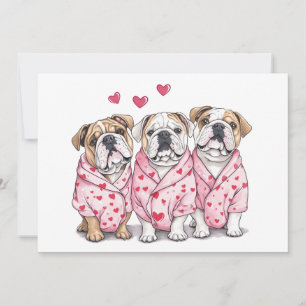 Valentines Day English Bulldog Holiday Card