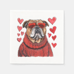 Valentines Day English Bulldog Napkin
