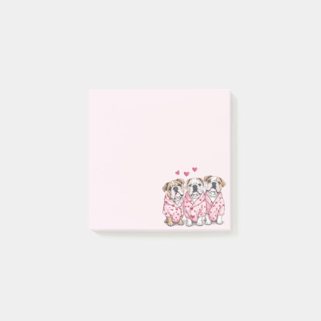 Valentines Day English Bulldog Post-it Notes (Front)