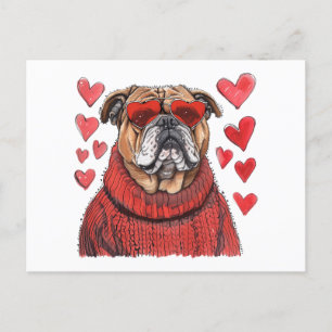 Valentines Day English Bulldog Postcard