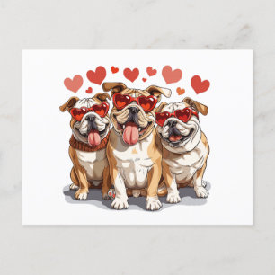 Valentines Day English Bulldog Postcard