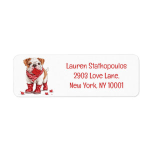 Valentines Day English Bulldog Return Address Label