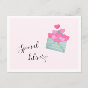 Valentine's Day Envelope Hearts Pastel Postcard
