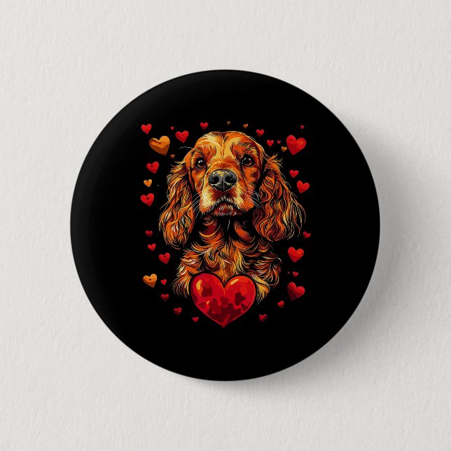 Valentine's Day Er Spaniel Artwork  6 Cm Round Badge (Front)