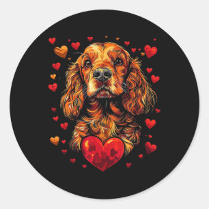 Valentine's Day Er Spaniel Artwork  Classic Round Sticker