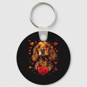 Valentine's Day Er Spaniel Artwork Key Ring