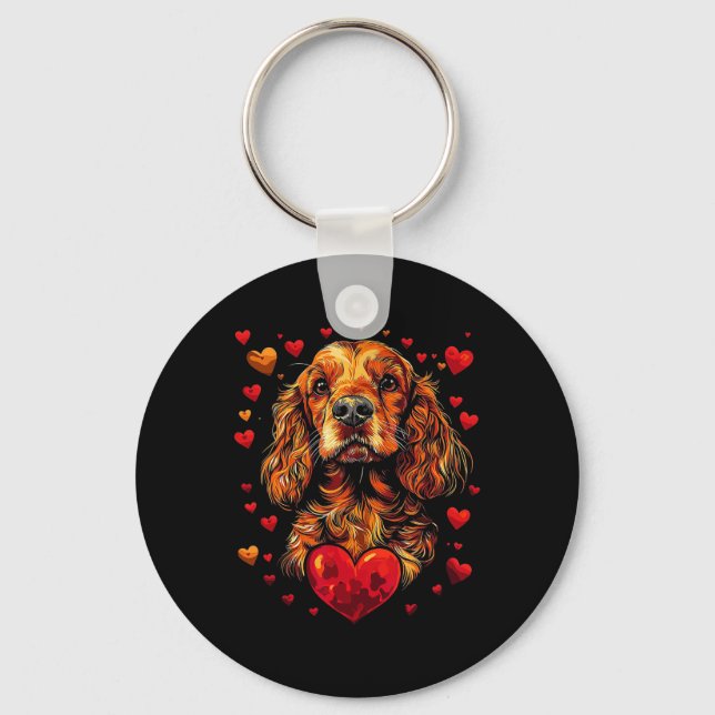 Valentine's Day Er Spaniel Artwork  Key Ring (Front)