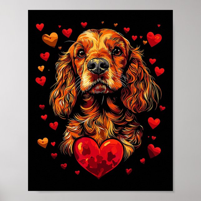 Valentine's Day Er Spaniel Artwork  Poster (Front)
