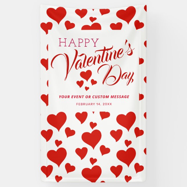 VALENTINE'S DAY EVENT HAPPY RED HEARTS BANNER (Vertical)