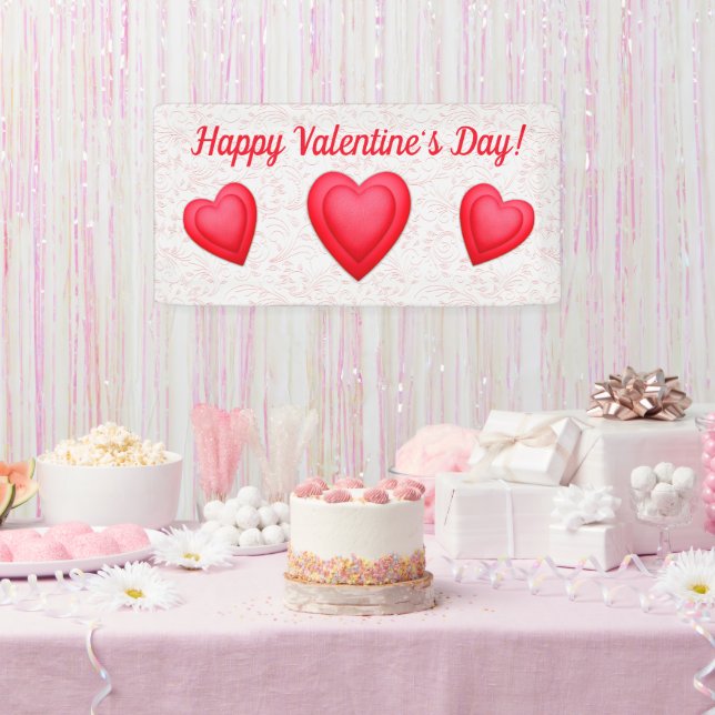 Valentine's Day Fancy Red Hearts Banner (Party)